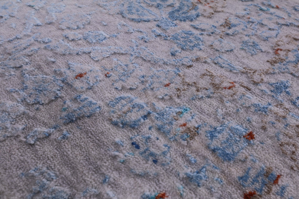2' 6" X 12' 1" Runner Hand-Knotted Wool and Silk Modern Rug Q11825