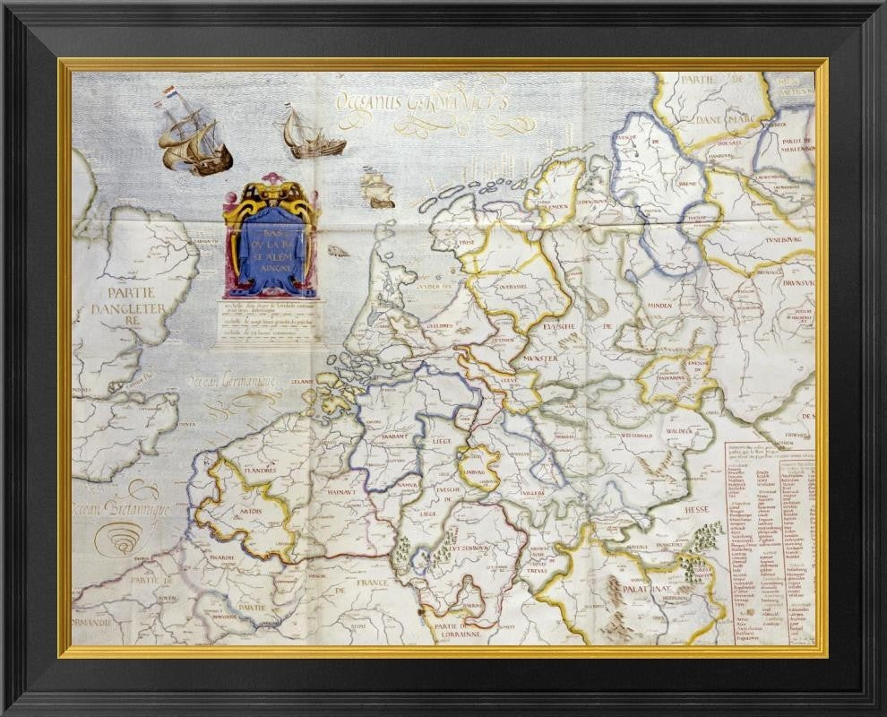 "Watercolour Map of Northern Europe"  by Salomon De Caus, 26x21"
