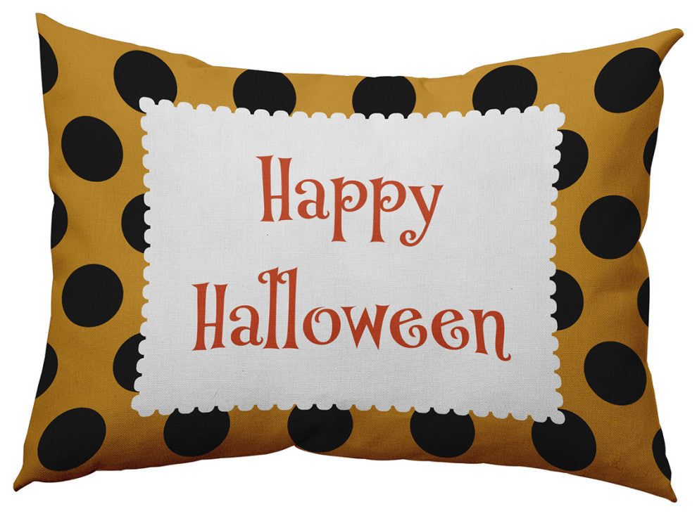 Happy Halloween Dots Accent Pillow, Golden Mustard, 14"x20"