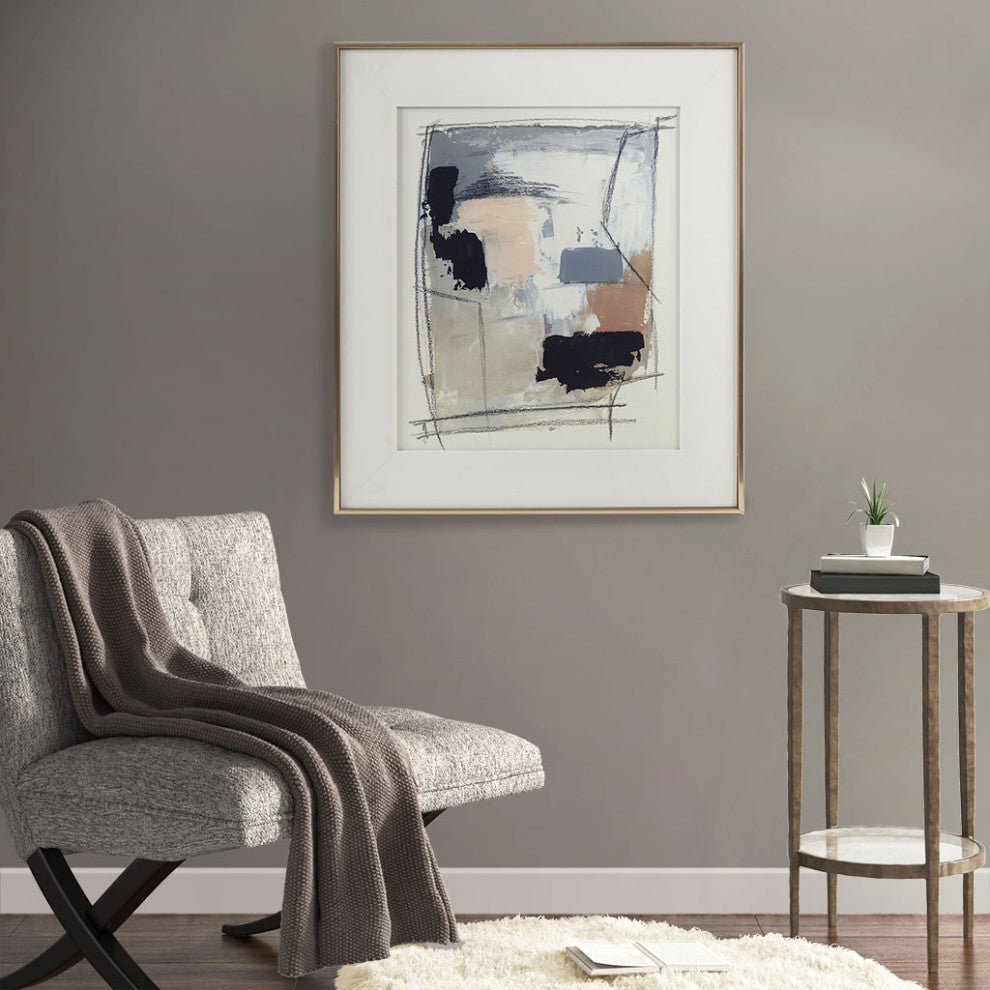 Madison Park Abstract Framed Wall Art Decor With Sketch Accent