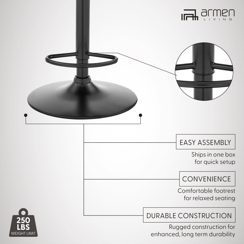 Bardot Adjustable Faux Leather Swivel Bar Stool, Red