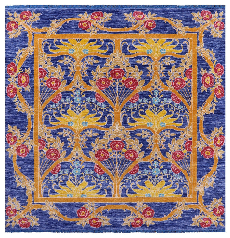 10' Square William Morris Hand-Knotted Wool Rug - Q14969