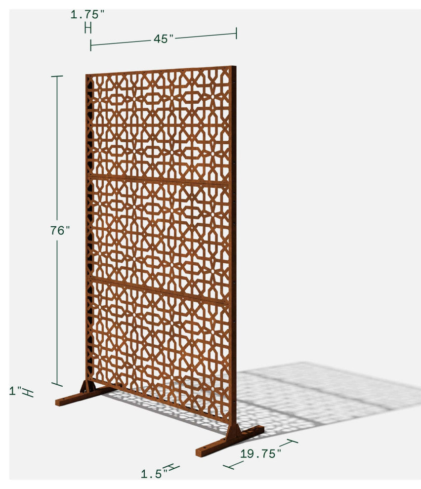 Alta Corten Steel Decorative Screen With Stand, Parilla