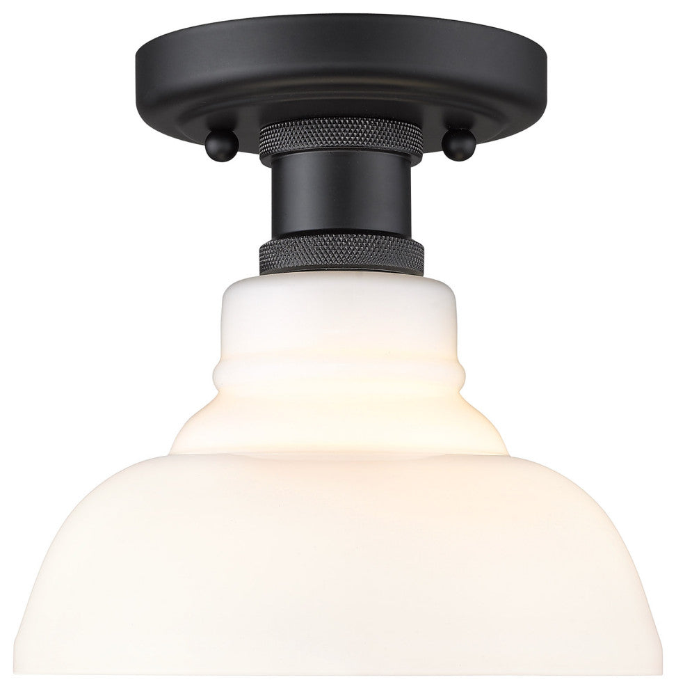 Carver Flush Mount With Vintage Milk Glass Shade