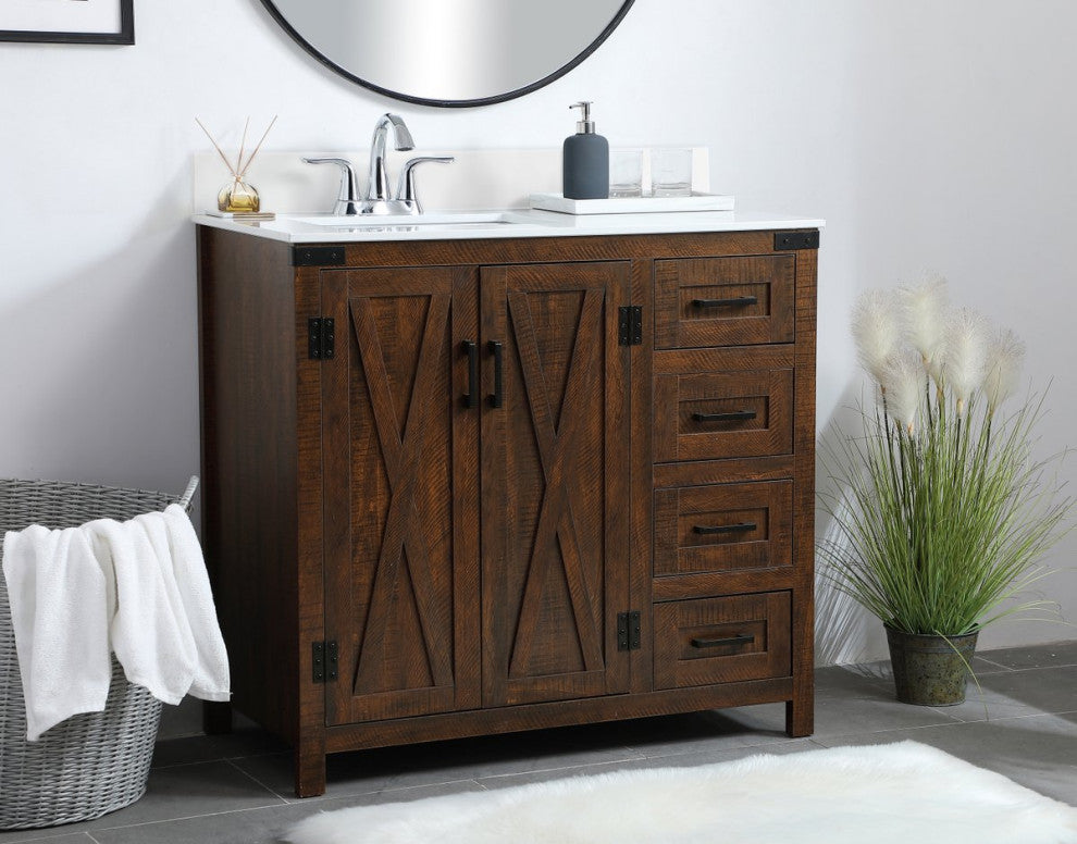 Home Living 36" Single Bathroom Vanity, Espresso With Backsplash