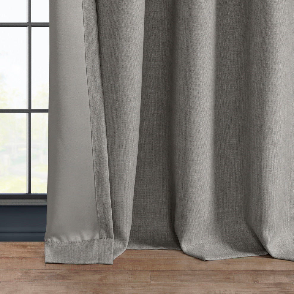 Faux Linen Grommet Room Darkening Curtain Single Panel, Clay, 50"x120"