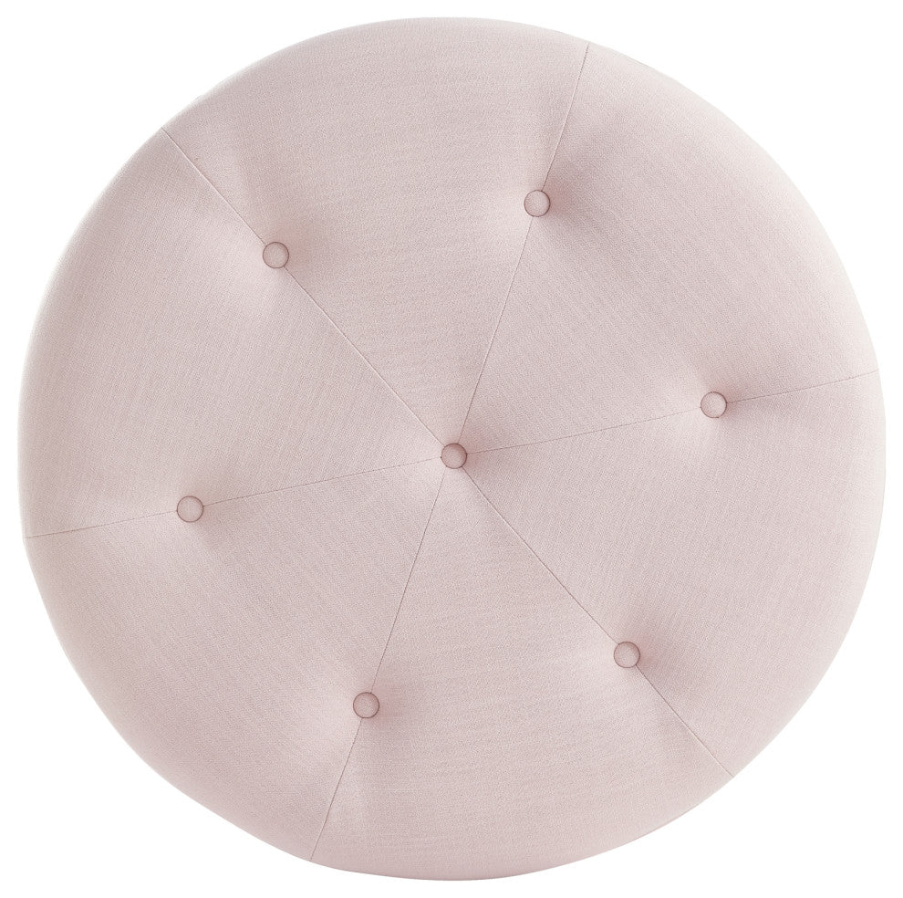 Rustic Manor Aiza Ottoman, Upholstered, Linen, Light Pink