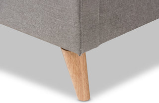 Adelaide Retro Modern Light Gray Fabric Upholstered King Size Platform Bed