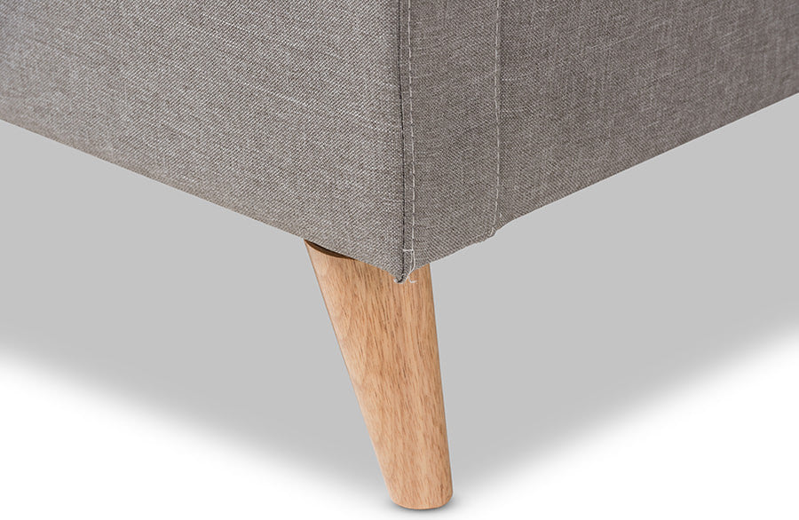 Adelaide Retro Modern Light Gray Fabric Upholstered King Size Platform Bed
