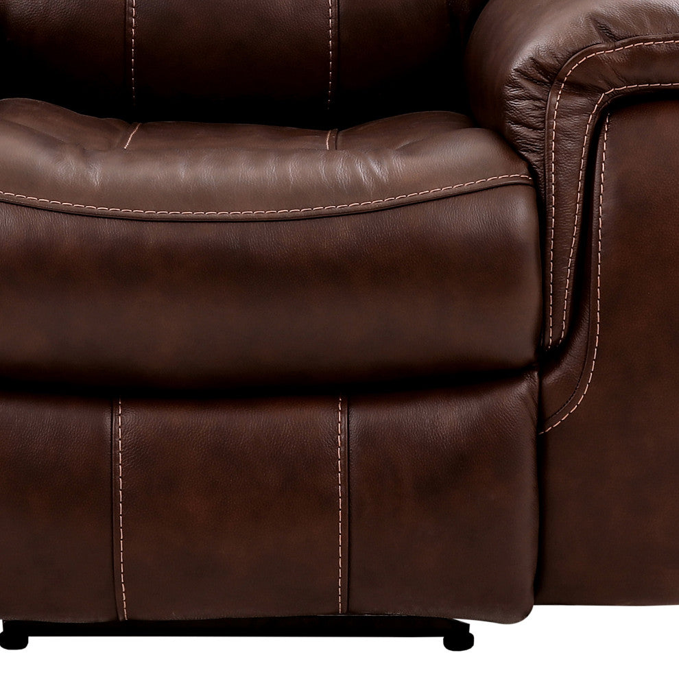 Montague Dual Power Recliner Chair, Brown Genuine Leather