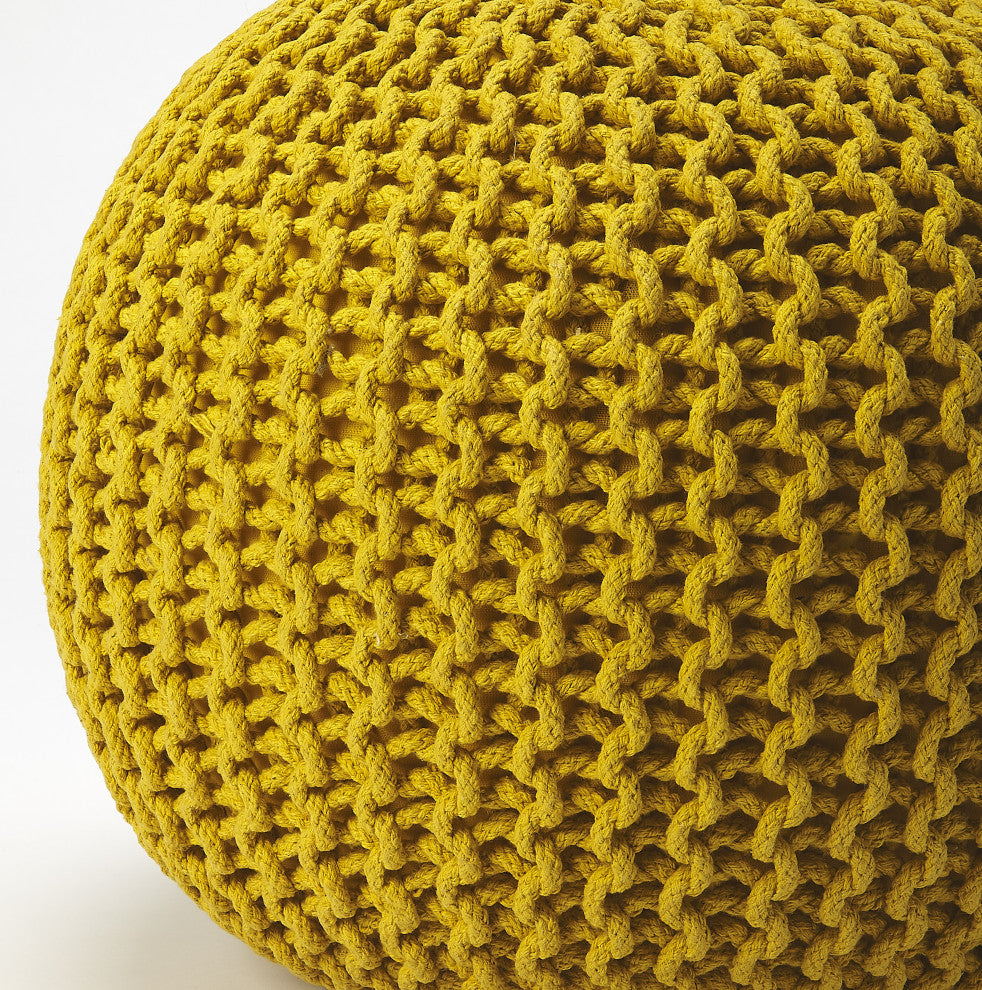 BUTLER PINCUSHION YELLOW WOVEN POUFFE