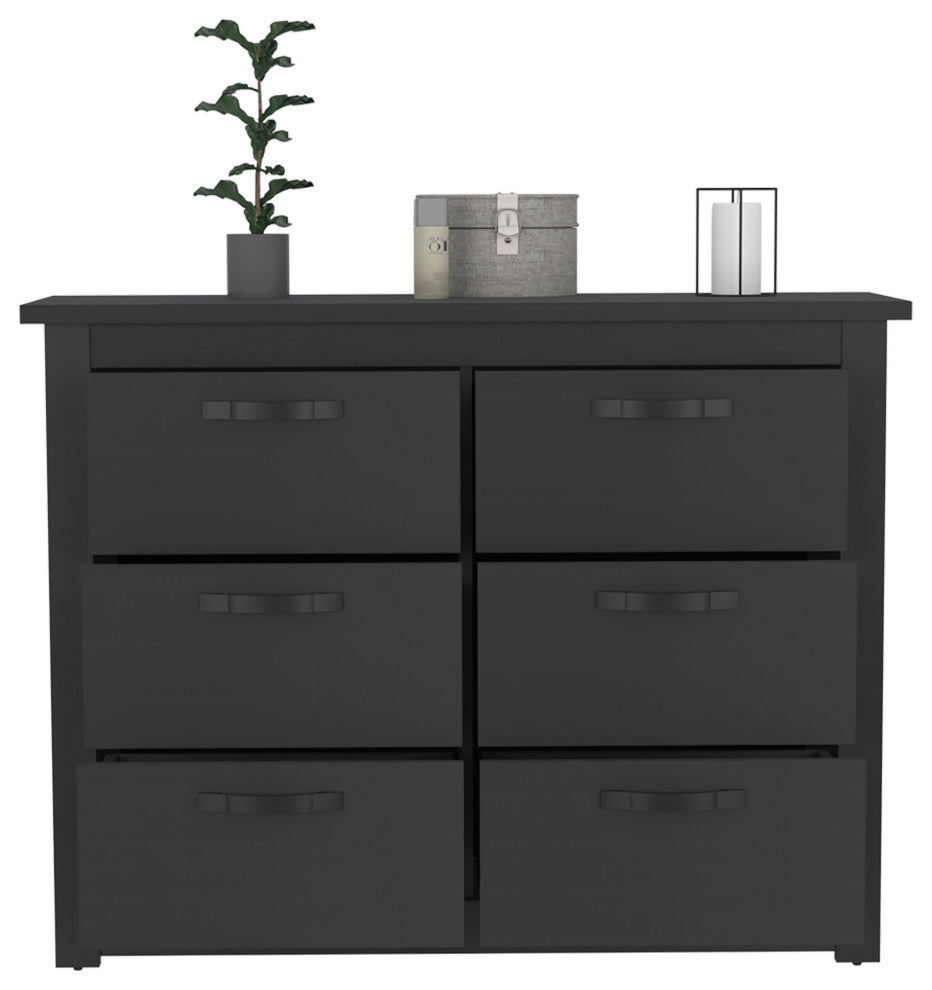 Galena Six Drawer Double Dresser, Black