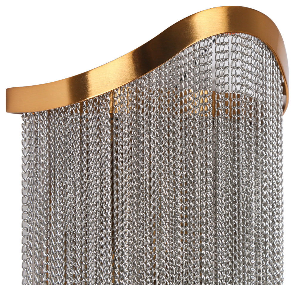 LNC Shoebill 7" Draped Chain Wall Sconces, Brass/Silver
