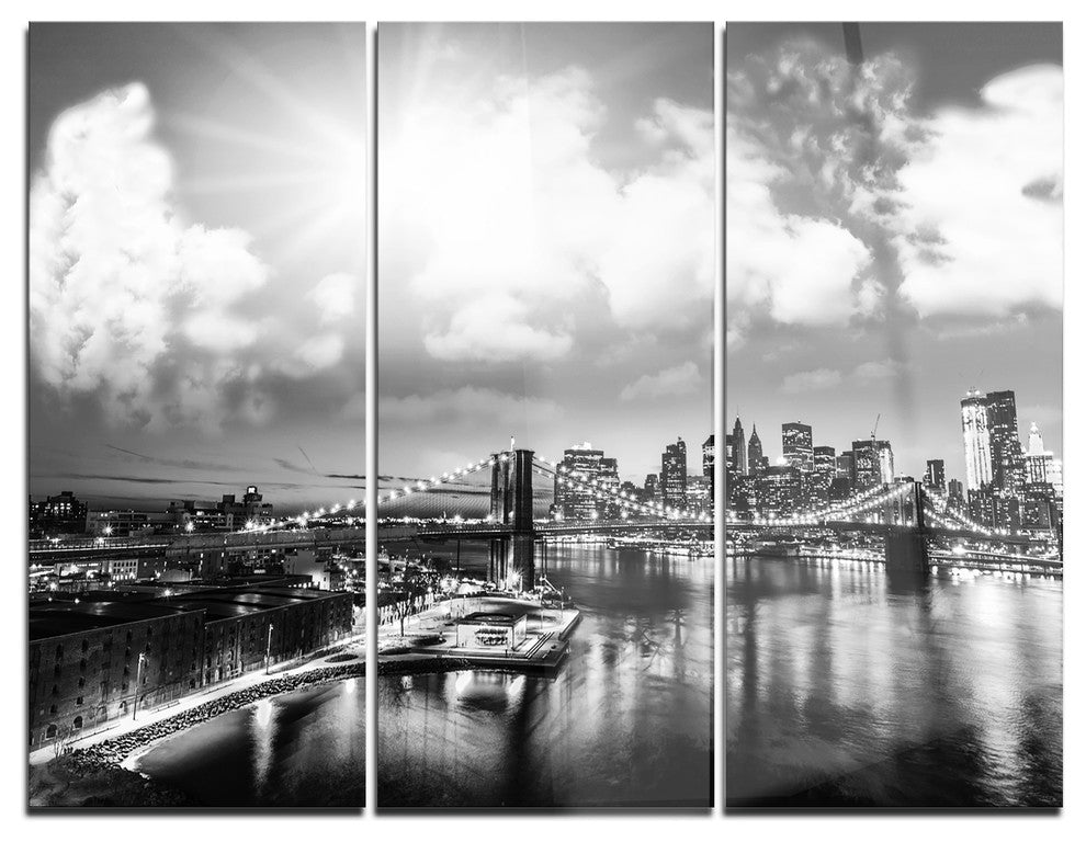 "Amazing Night in New York City" Photo Metal Wall Art, 3 Panels, 36"x28"