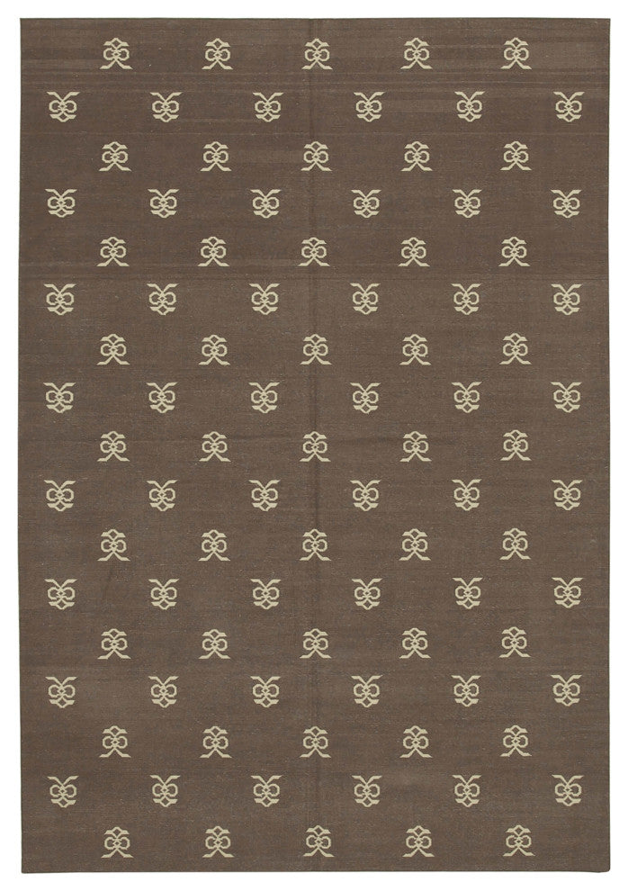 Rug N Carpet - Handmade Wool 6' 1'' x 8' 10'' Modern Design Dhurrie Kilim Rug