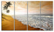 "Wavy Clouds Over Seashore" Seascape Art Canvas, 4 Panels, 48"x28"