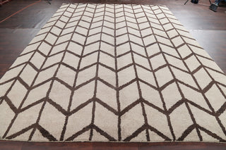 Traditional Moroccan Hand-Knotted Oriental Indian Area Rug, Beige, 13'9"X9'11"