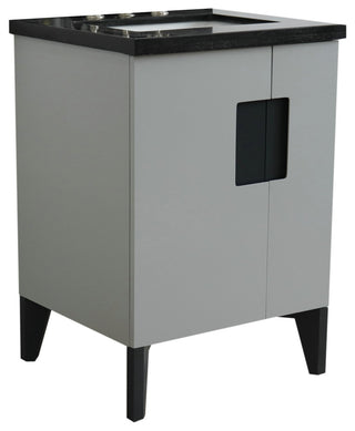 25" Single Sink Vanity, Light Gray Finish With Black Galaxy Granite
