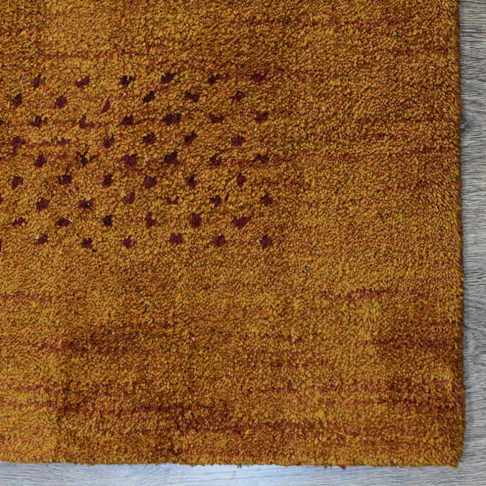 HAND KNOTTED LOOM SILK ECO-FRIENDLY AREA RUG-5'x8',Rectangle,Orange,Contemporary