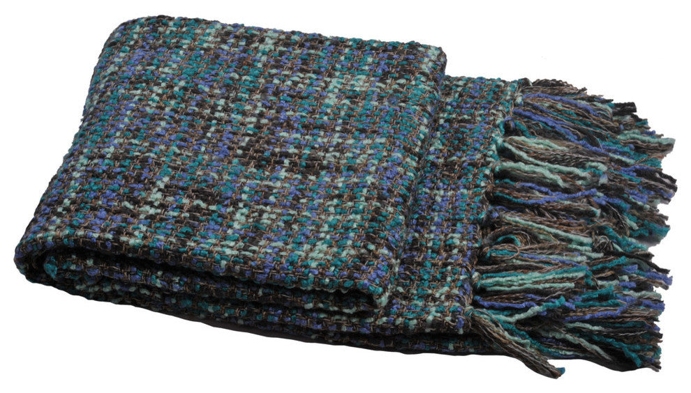 Jumbo Naga Knitted Throw Blanket, Deep Teal, 60"x80"