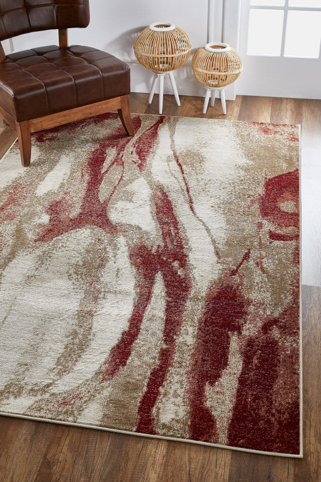 Avalon Wonder Watercolor Area Rug, Ivory/Brown, 9' X 12'