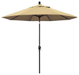 9' Bronze Push-Button Tilt Crank Aluminum Umbrella, Beige Pacifica