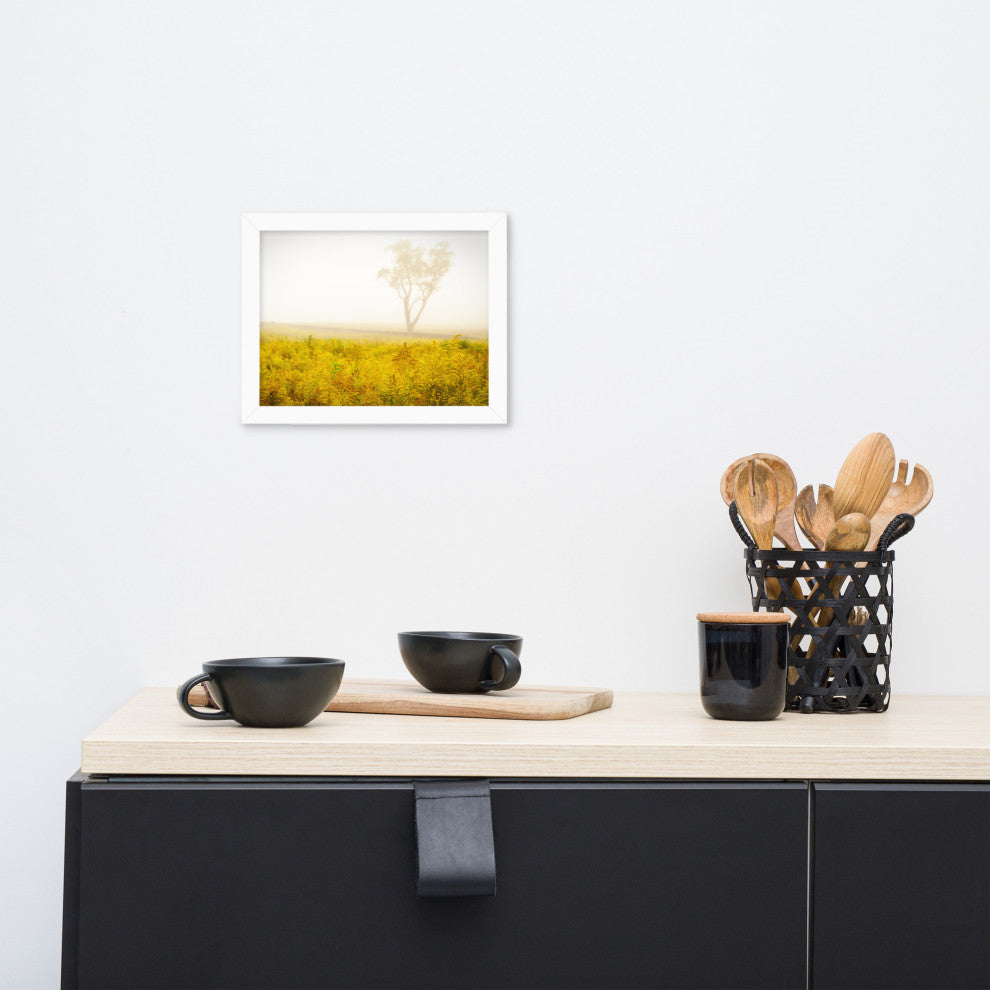 Dreams of Goldenrod and Fog Landscape Framed Photo Paper Wall Art Prints, White, 8" X 10"