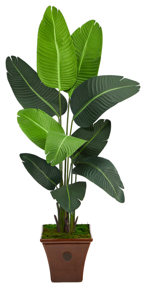 5.5' Travelers Palm Artificial Tree, Brown Planter
