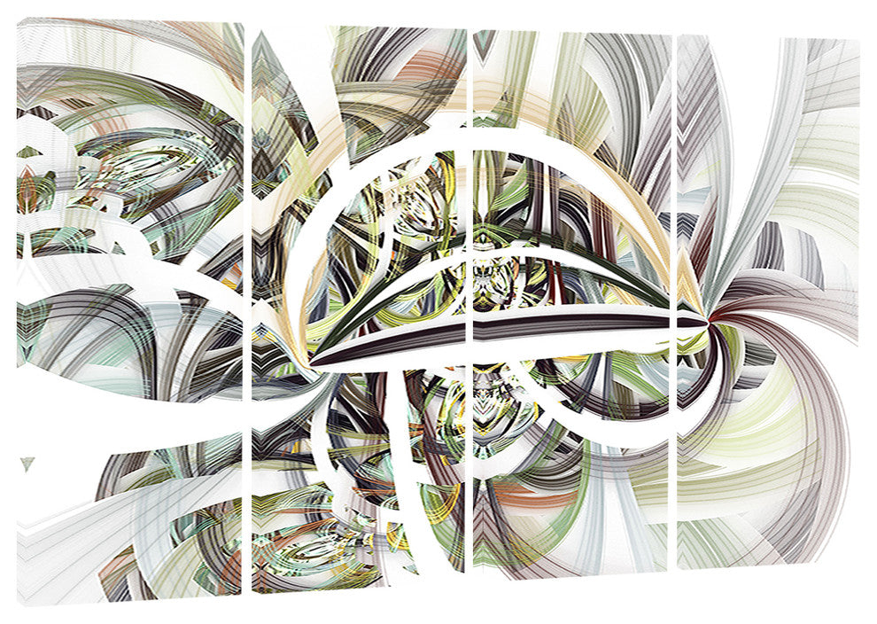 "Symmetrical Spiral Fractal Flowers" Digital Canvas Print, 4 Panels, 48"x28"