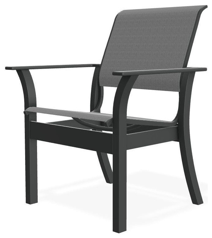 Leeward Sling Stackable Outdoor Dining Chair, Titanium/Graphite