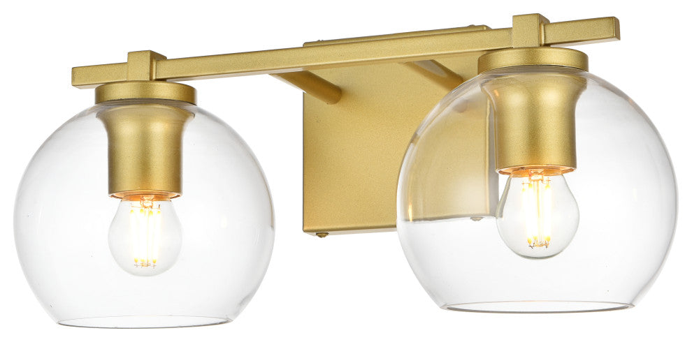 2 Light Brass And Clear Bath Sconce