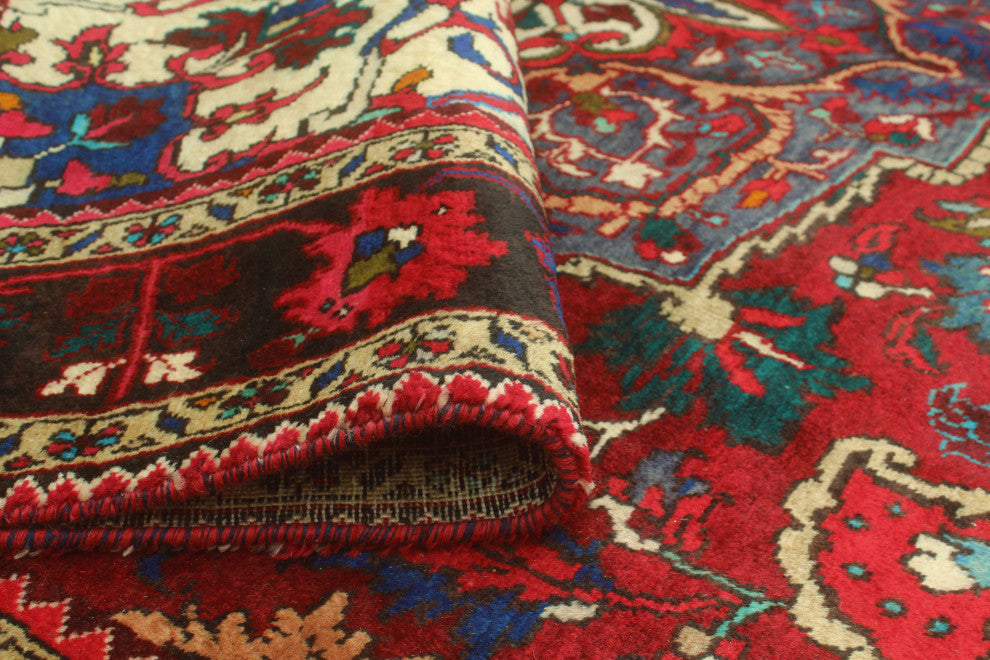 Fine Vintage Distressed Haig Burgundy/Blue Rug, 7'2x10'9