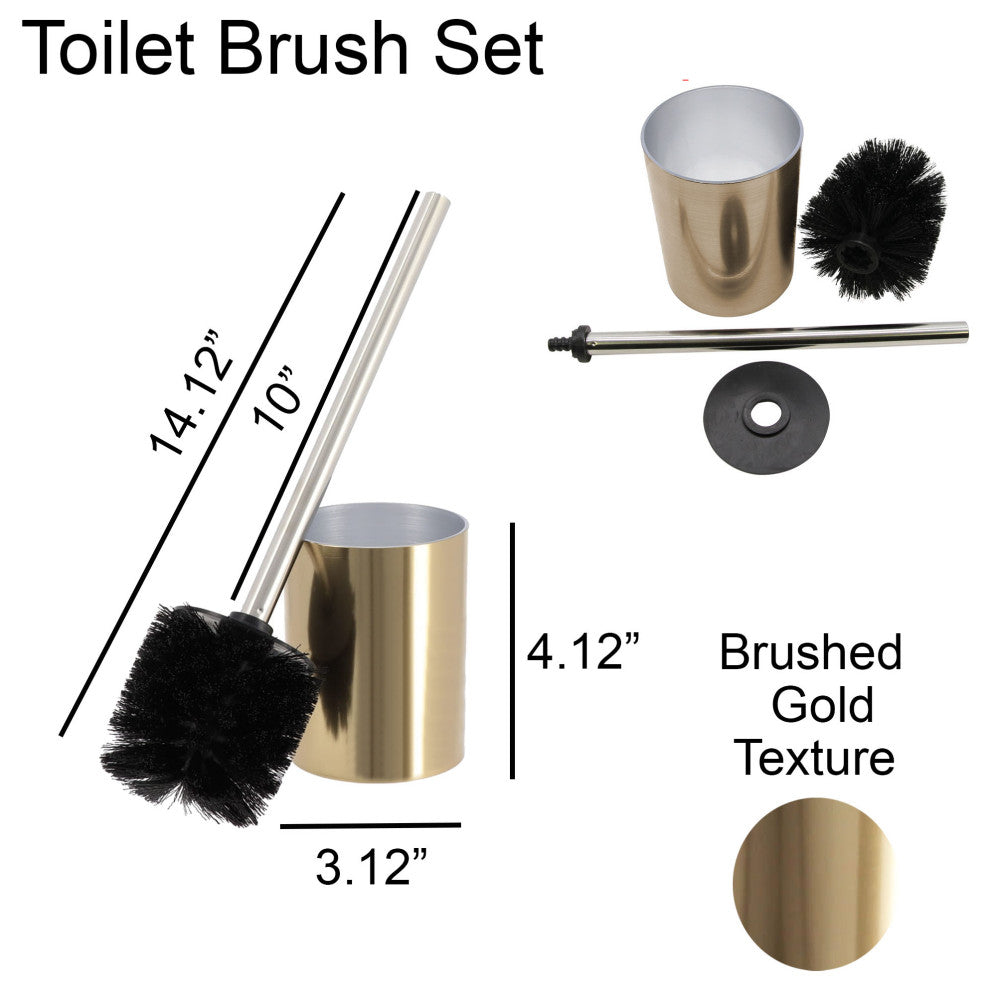 Gold Toilet Brush and Holder Set GOLDEN Brushed Aluminum