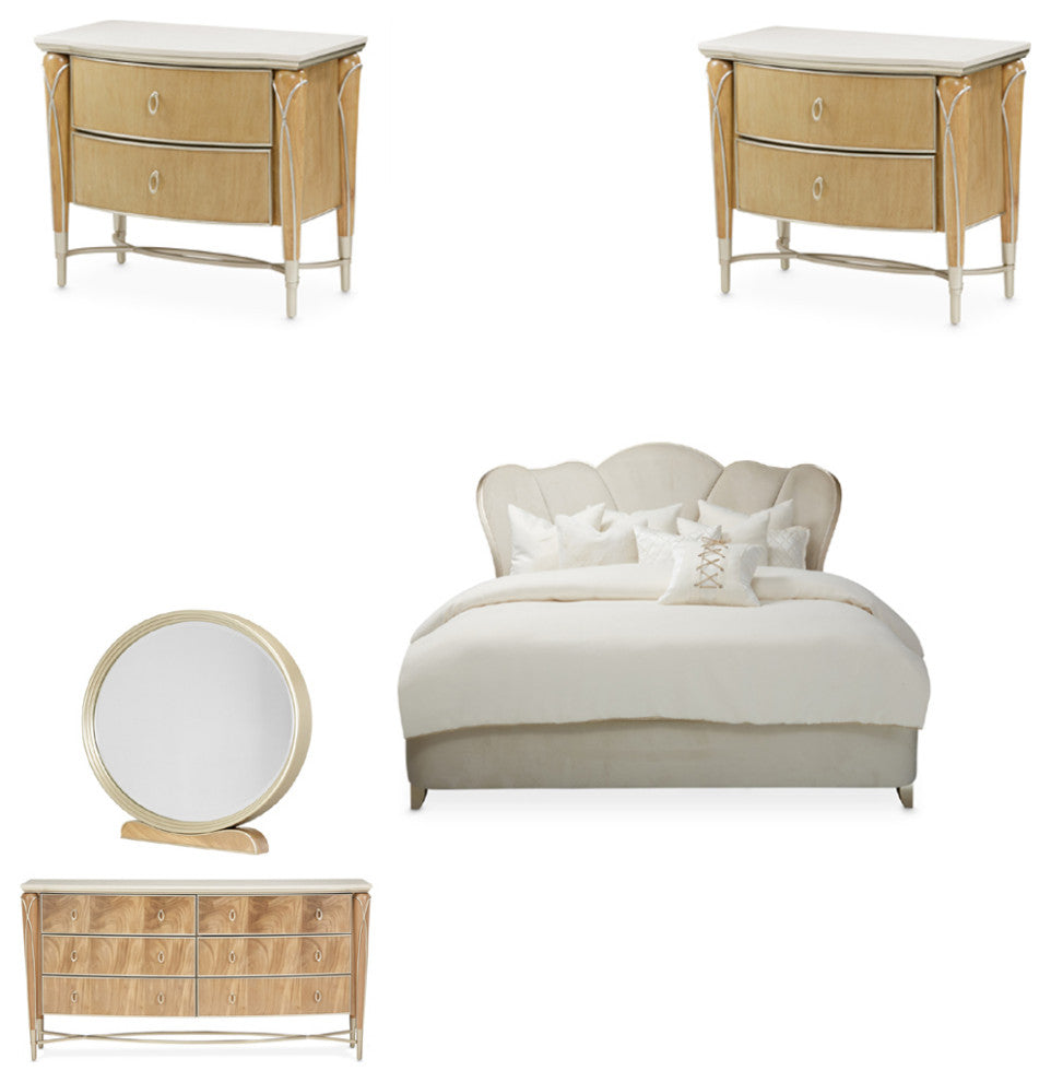 AICO Furniture Villa Cherie 5 Piece King Bedroom Set