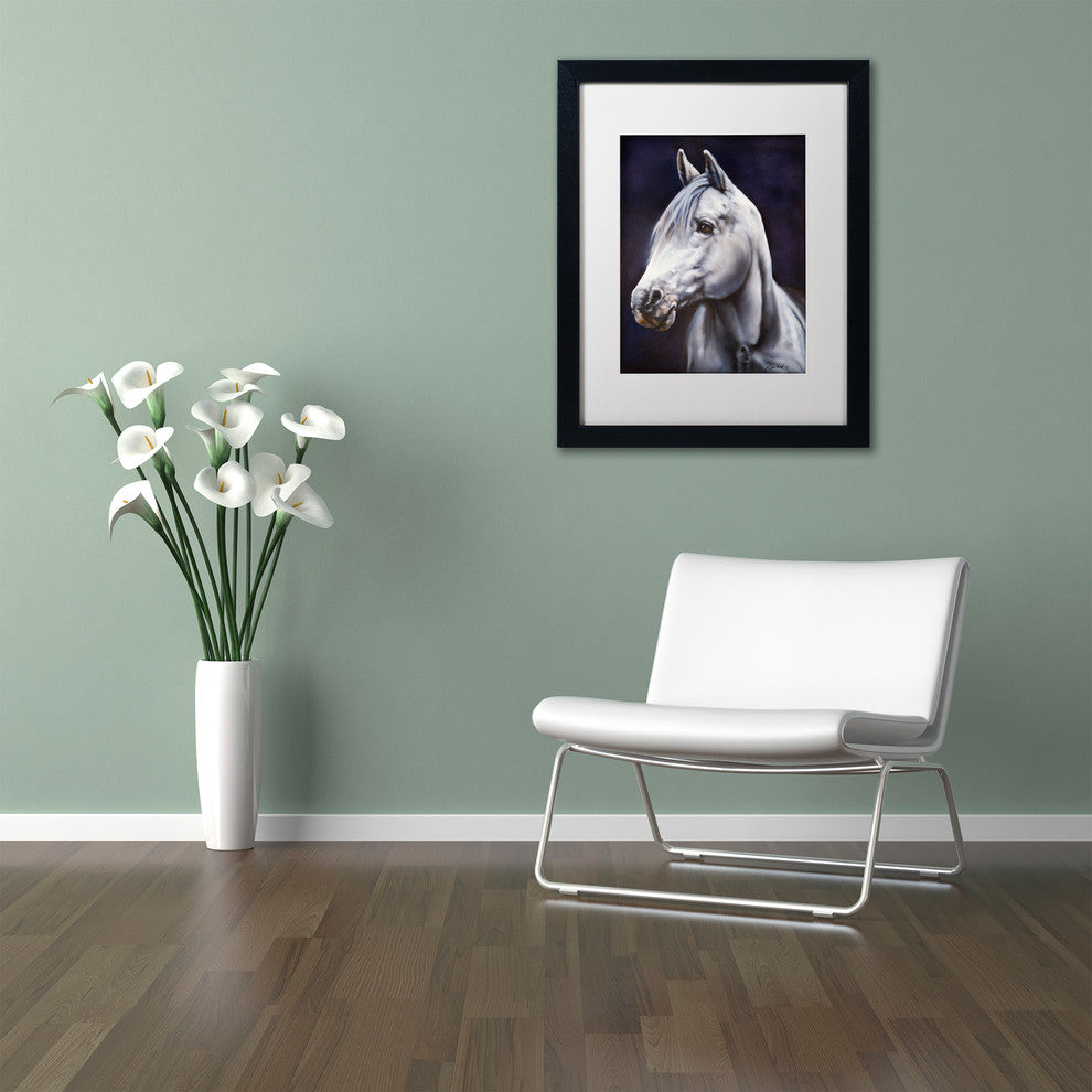 Jenny Newland 'White Arabian Stallion' Matted Framed Art, 14x11