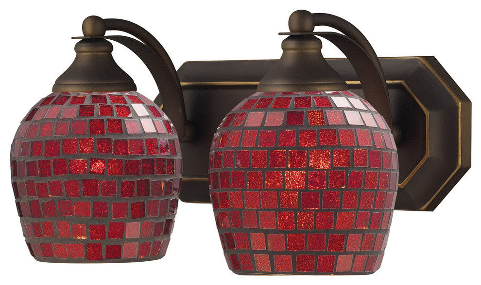 Elk Lighting 2 Light Vanity In Aged Bronze And Copper Mosaic Glass