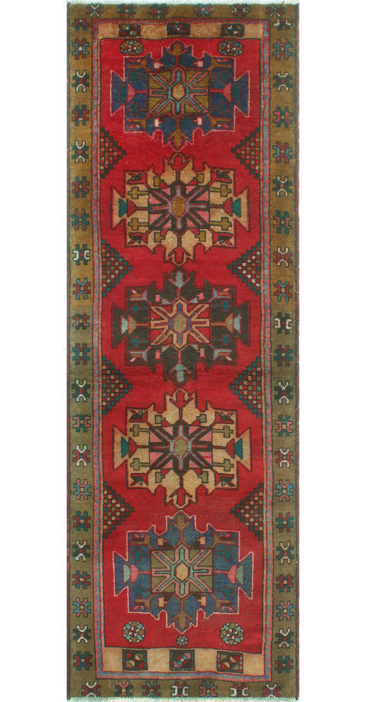 Fine Vintage Distressed Berry Red/Brown Runner, 3'3x9'10