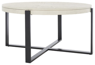 Safavieh Navya Round Coffee Table, White Washed/Black