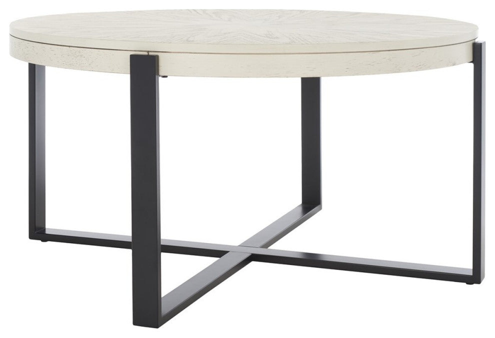 Safavieh Navya Round Coffee Table, White Washed/Black