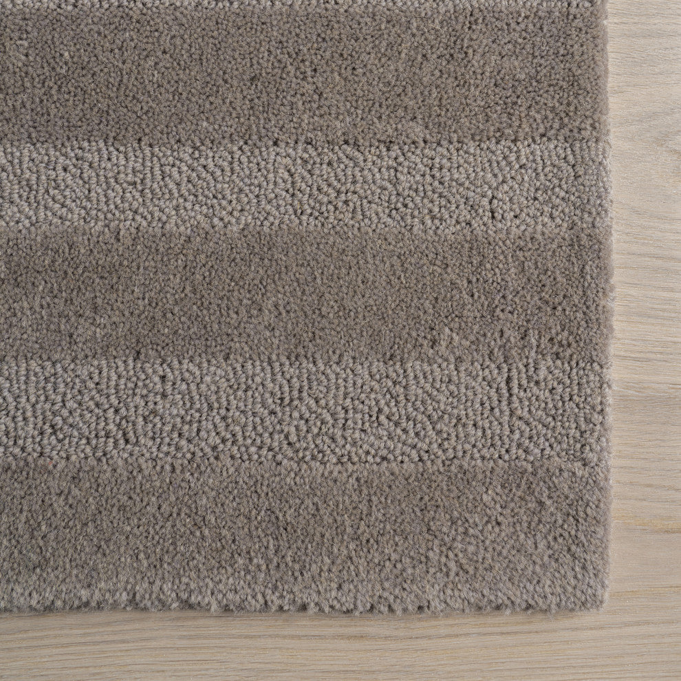 Vestry Striped Wool Area Rug, Bark 9' x 12'