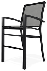 Kendall Sling Bar Height Stackable Outdoor Stool, Alloy/Black