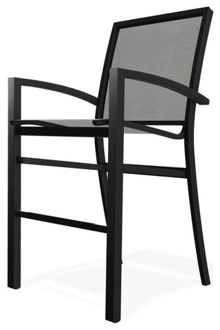 Kendall Sling Bar Height Stackable Outdoor Stool, Alloy/Black