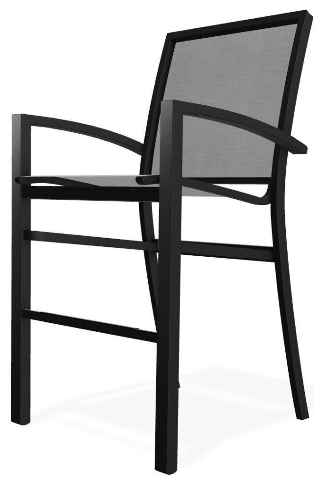 Kendall Sling Bar Height Stackable Outdoor Stool, Alloy/Black