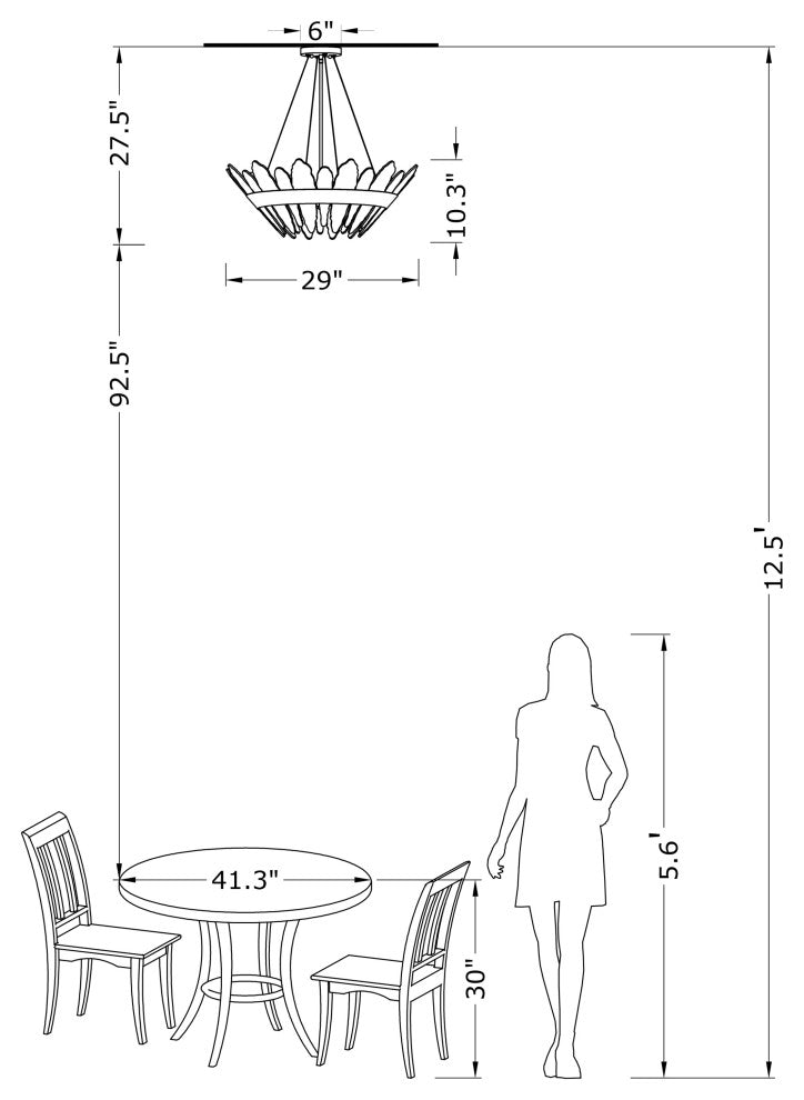 Eva 4-Light 29" Modern Handcrafted Glass Chandelier Brushed Champagne Silver