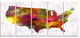 "United States Map in Colors" Watercolor Painting Wall Art, 5 Panels, 60"x28"