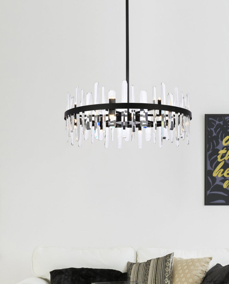 Modern Black 16-Light Chandelier