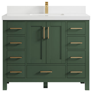 Willow Collections Malibu Vanity, Green, White Quartz, 42"