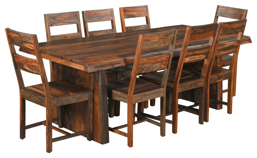 Damian Live Edge Wood Dining Table, Dark Brown, 86"
