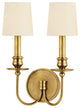 Cohasset, Two Light Wall Sconce, Aged Brass Finish, Cream Shade