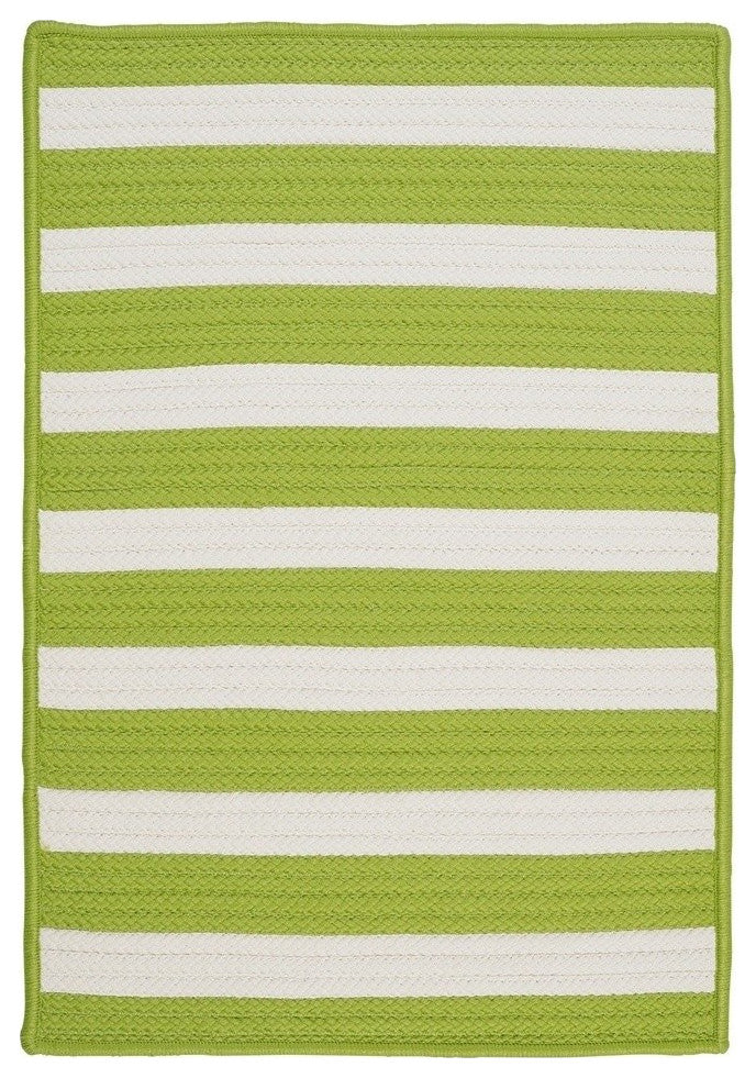 Stripe It TR29 Bright Lime Indoor/Outdoor Area Rug, Rectangular 2'x8'